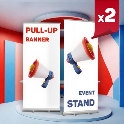 Pull-Up Event Banner Stand x2